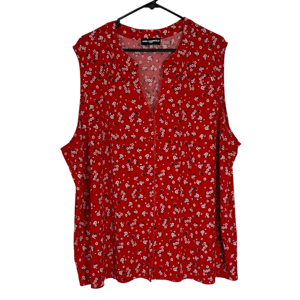 Karl Lagerfeld Red Floral Sleeveless Tank Top